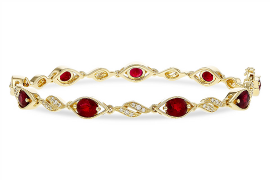 14K Elegant Link Oval Ruby Bracelet