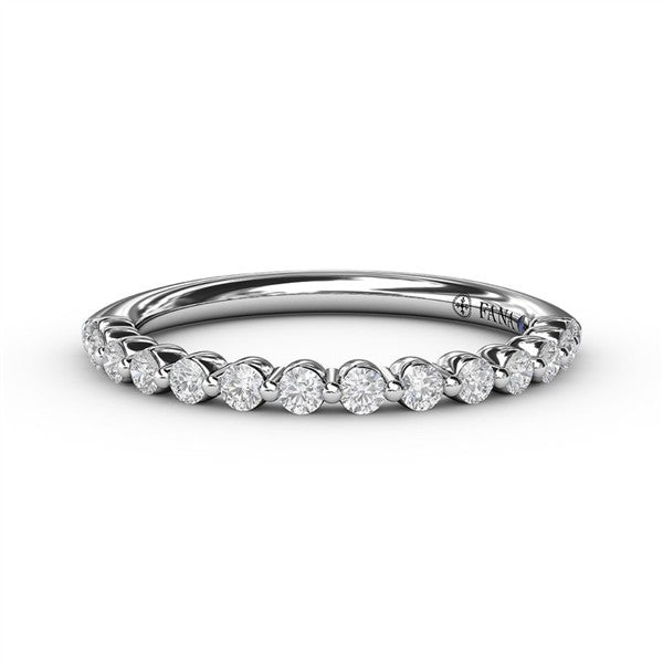 14K White Gold Diamond Single Prong Wedding Band