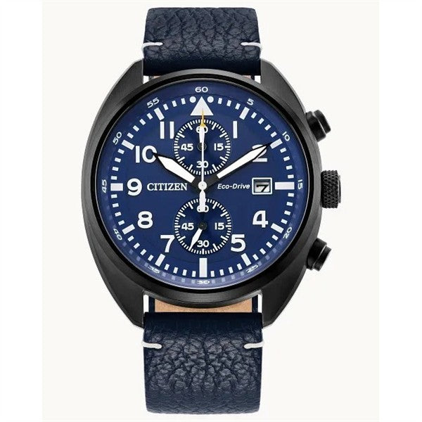 Citizen Eco-Drive Sport Casual Stainless Steel & Blue Leather Band