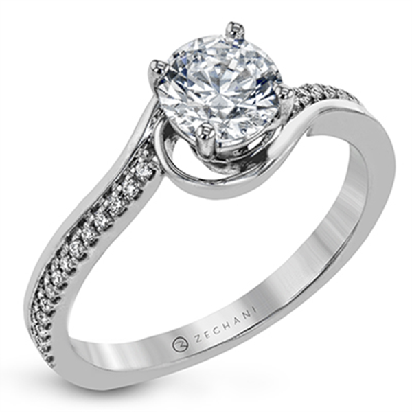 14K White Gold Curving Bypass Diamond Wedding Set