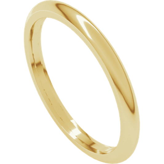 14 Karat Yellow Half Round Comfort Fit Polished Wedding Band