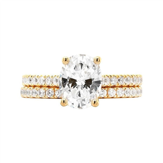 14K Oval Cathedral Diamond Semi-Mount Engagement Ring
