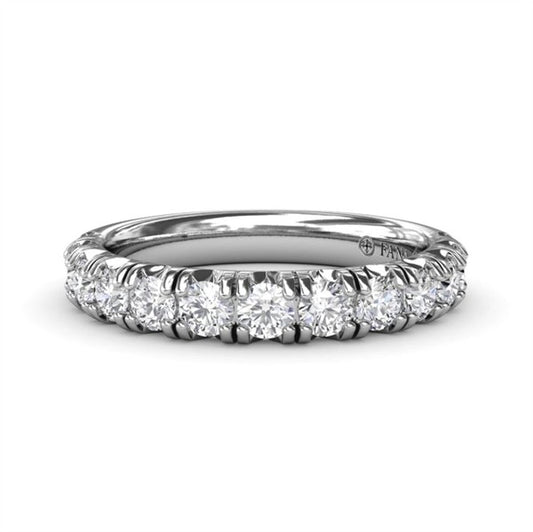 14 Karat White Gold Diamond Pave Wedding Band