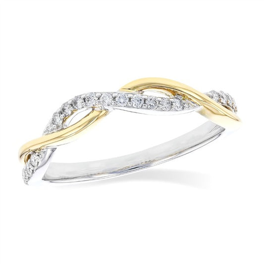 14K Two Tone Twisted Diamond Enhancer Wedding Band