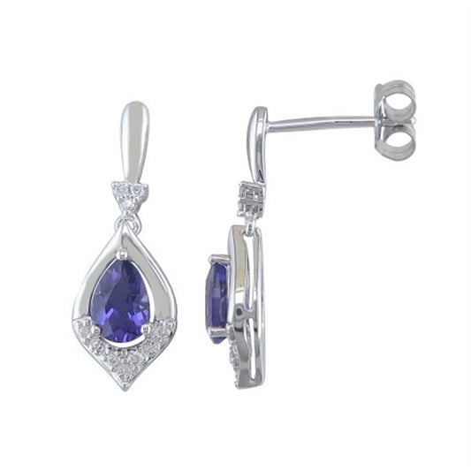 14K Amethyst Pear Drop Stud Earrings