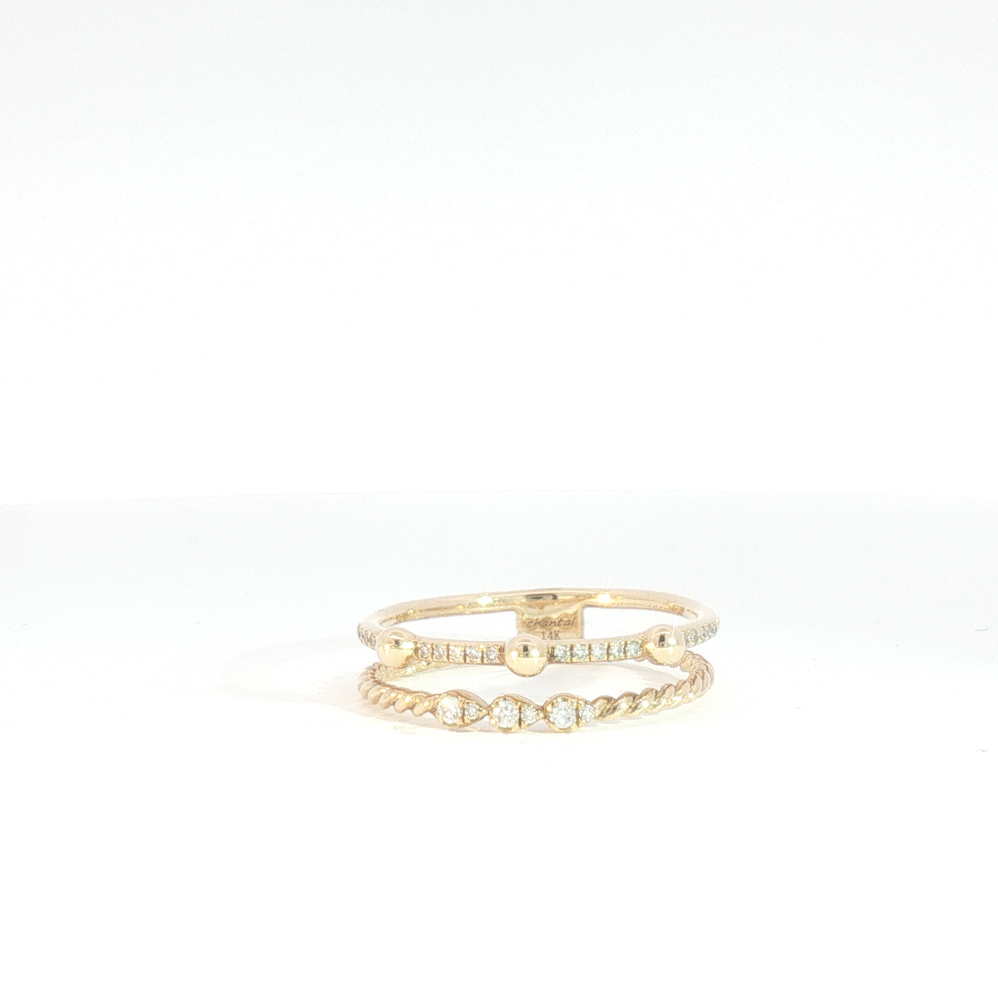 14 Karat White 0.10ctw Diamonds Open Two Row Fashion Ring