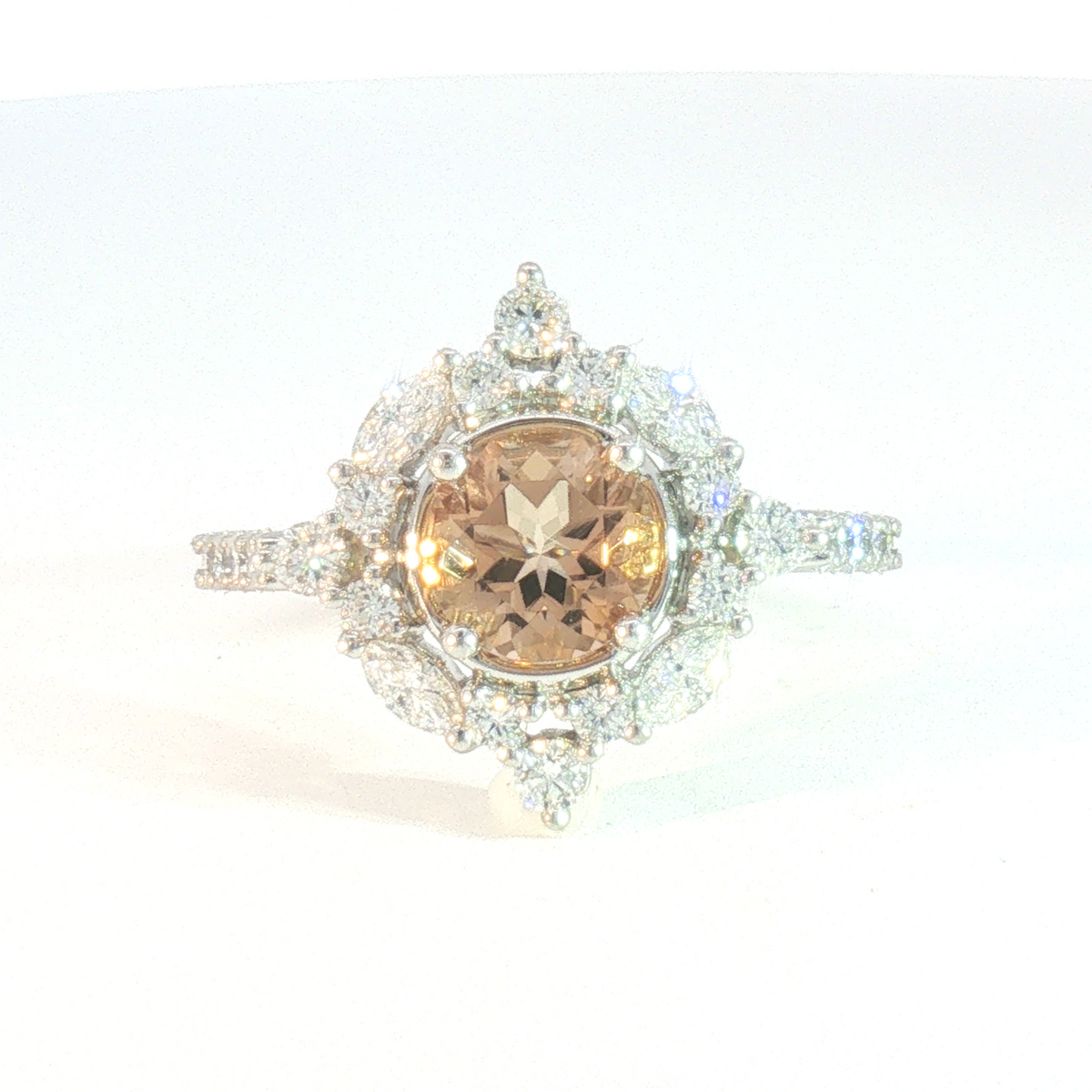 14 Karat White 1.27ctw Topaz Pointed Halo Fashion Ring