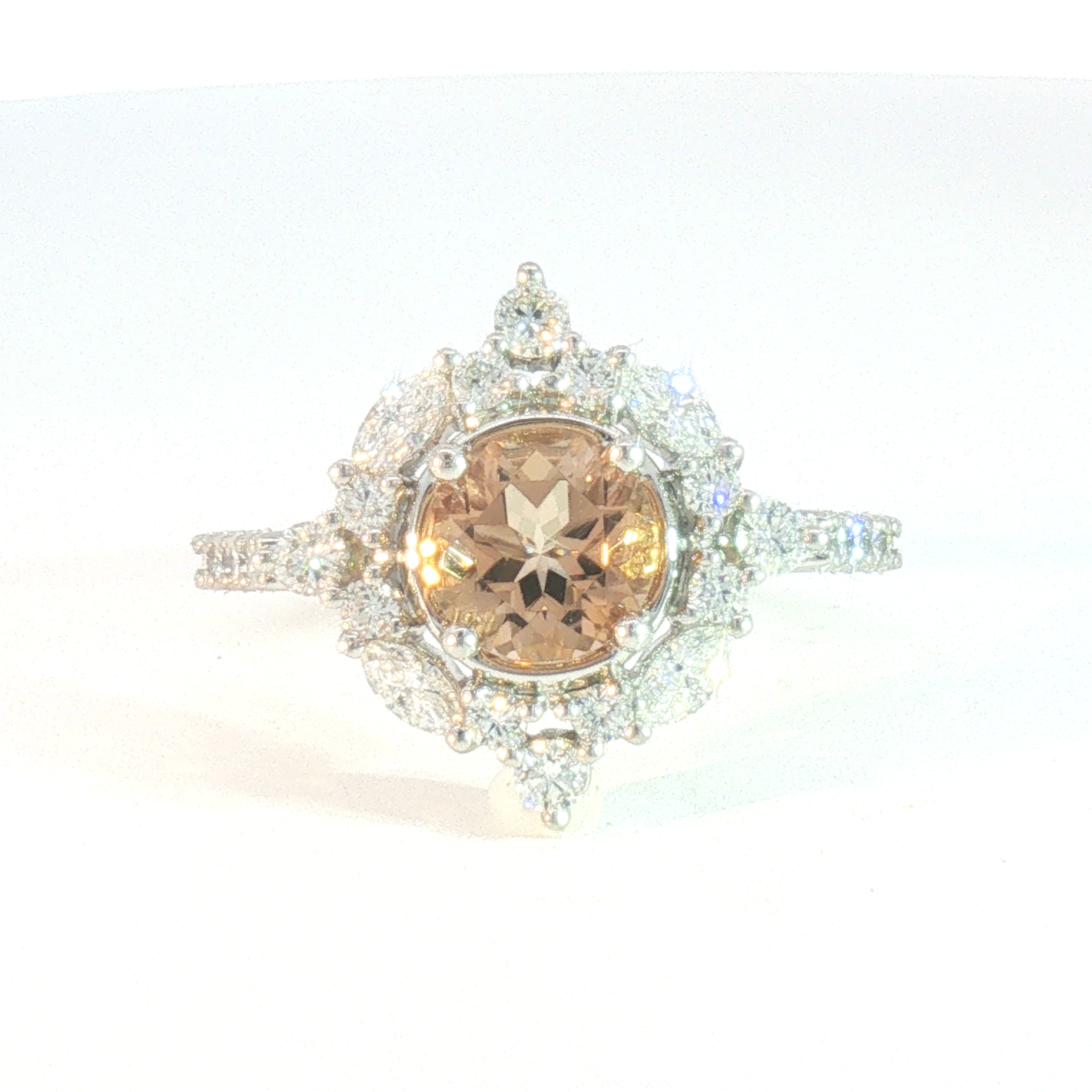 14 Karat White 1.27ctw Topaz Pointed Halo Fashion Ring