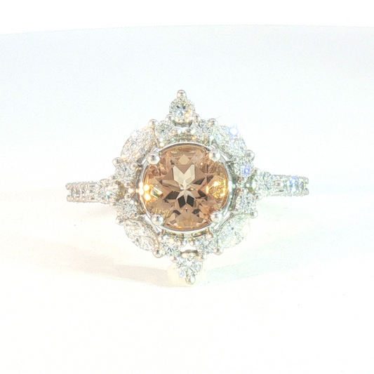 14 Karat White 1.27ctw Topaz Pointed Halo Fashion Ring
