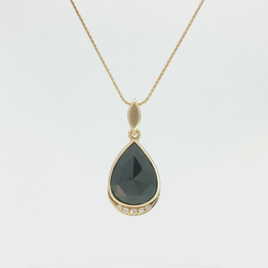 14 Karat Yellow Gold Diamond Drop Pendant