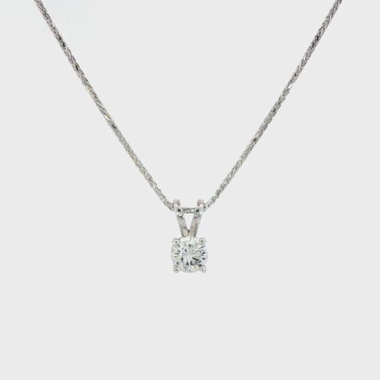 14 Karat White Gold Diamond 4 Prong Pendant