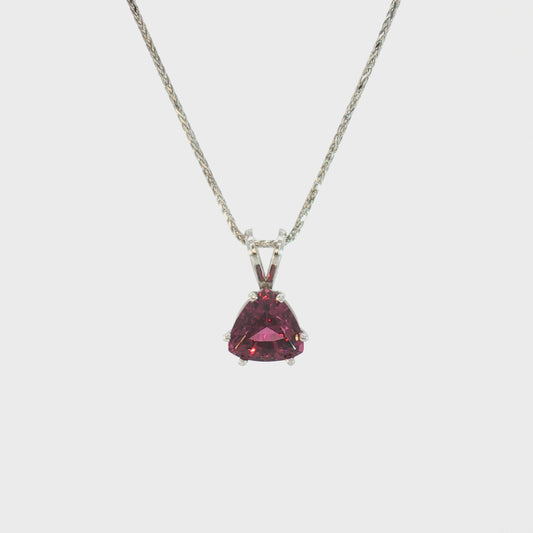 14 Karat White Gold Garnet Rabbit Ear Pendant