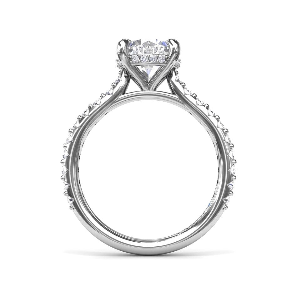 14K Diamond Hidden Halo Semi-Mount Engagement Ring